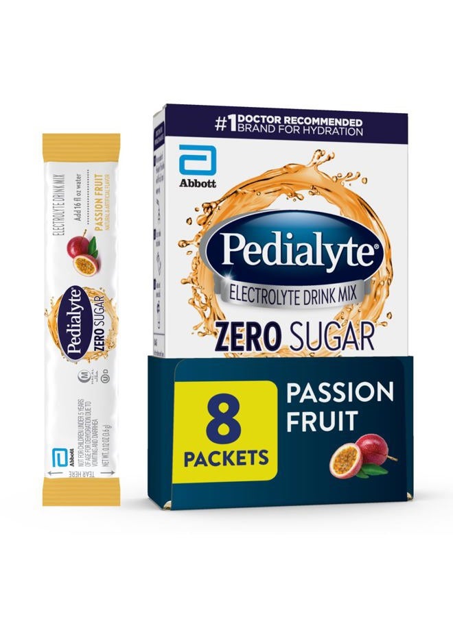 Pedialyte خليط مشروب الإلكتروليت بدون سكر | ترطيب مع الإلكتروليتات الأساسية | ترطيب رائع منخفض السعرات الحرارية | فاكهة العاطفة، 8 عبوات مسحوق - Image 1